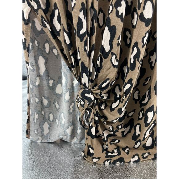 Vanilla Bay Brown Leopard Print Short Sleeve Midi Dress Women's Size Small - Picture 3 of 11